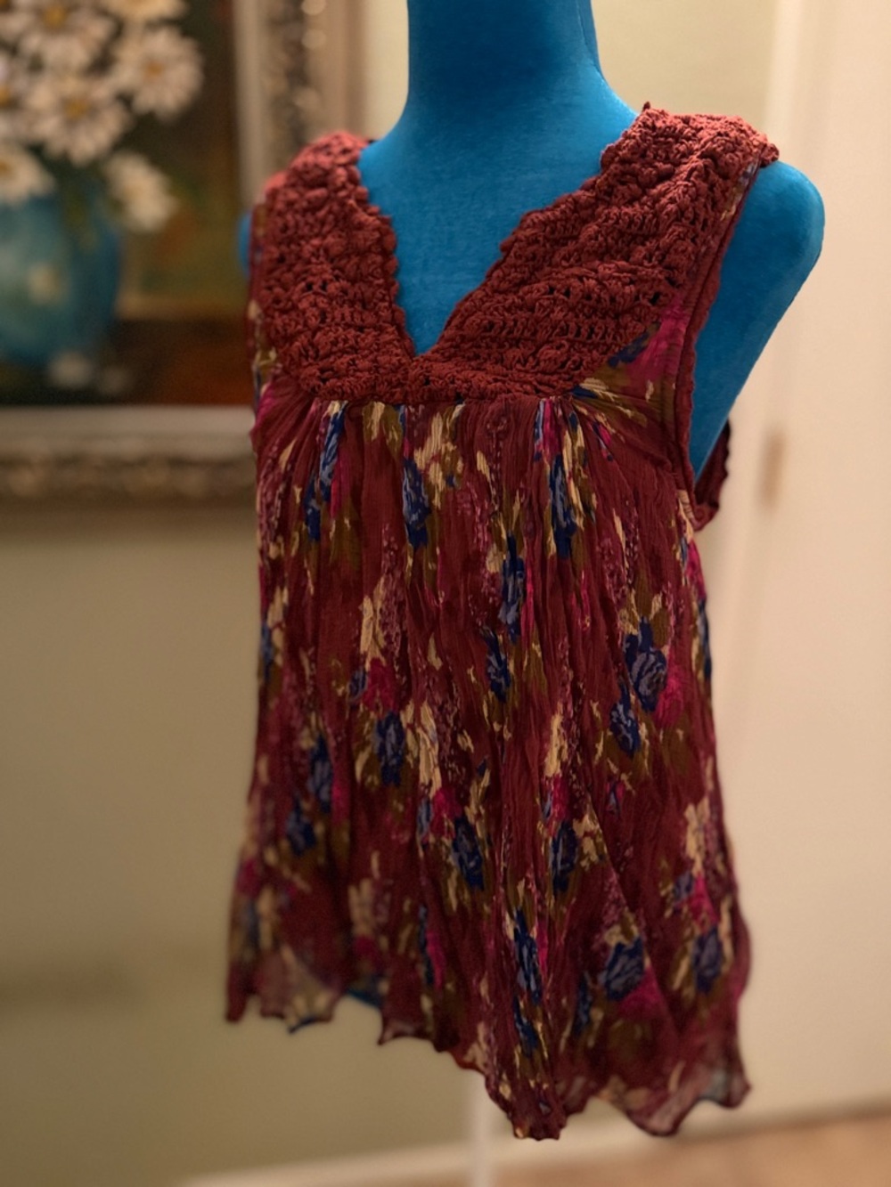 Sundance Rust Crochet Knit Tank Top